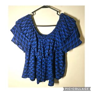 Manaola Blue and Black Women's Top